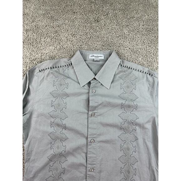 Positano Western Shirt Mens Medium Gray Thick Chain Stitch Long Sleeve Button Up - Picture 1 of 10